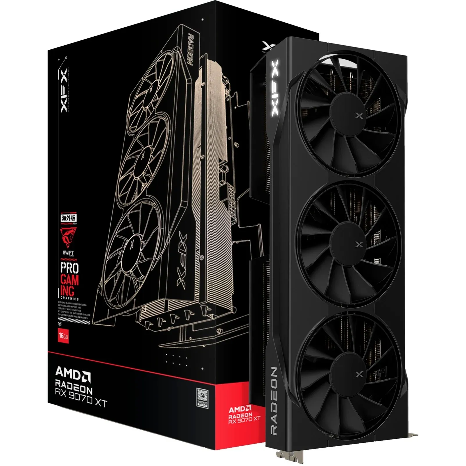 XFX Swift AMD Radeon RX 9070XT Triple Fan, 16GB GDDR6 Видео карта
