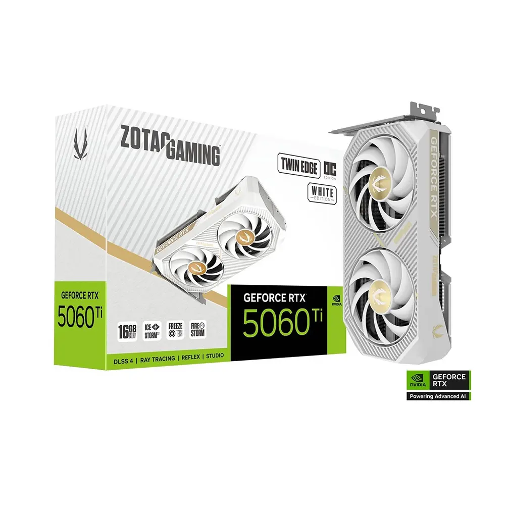Zotac Gaming GeForce RTX 5060 Ti Twin Edge OC White Edition, 16GB GDDR7 Видео карта