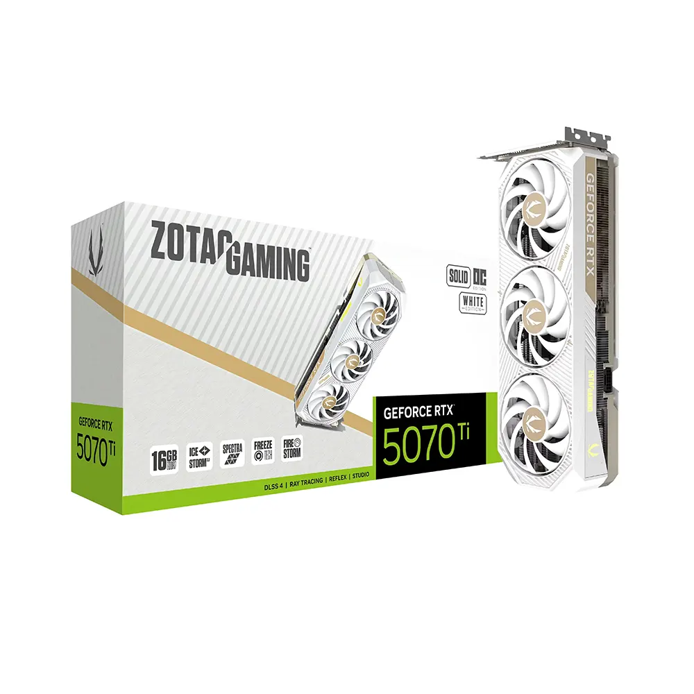 ZOTAC GAMING GeForce RTX 5070 Ti SOLID CORE OC White Edition, 16GB GDDR7 Видео карта