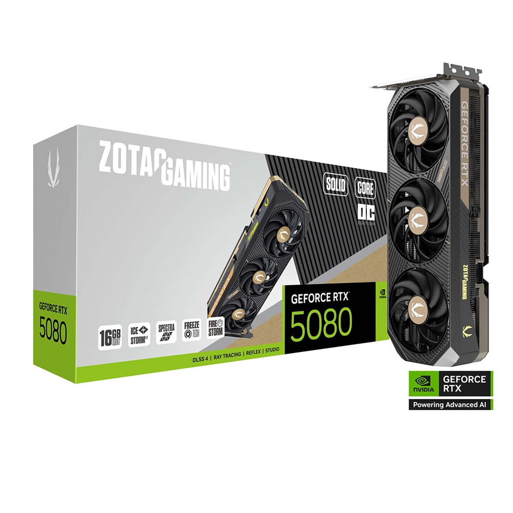 ZOTAC GAMING GeForce RTX 5080 SOLID CORE OC, 16GB GDDR7 Видео карта