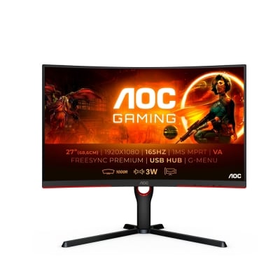 AOC C27G3U/BK 27" VA, 165Hz, 1ms, FHD (1920x1080) Извит геймърски монитор