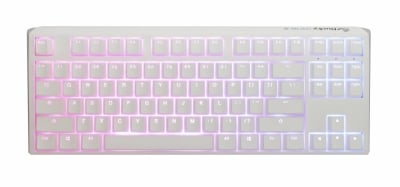 Ducky One 3 TKL Pure White Hot-Swappable RGB Геймърска механична клавиатура с Cherry MX Silent Red суичове