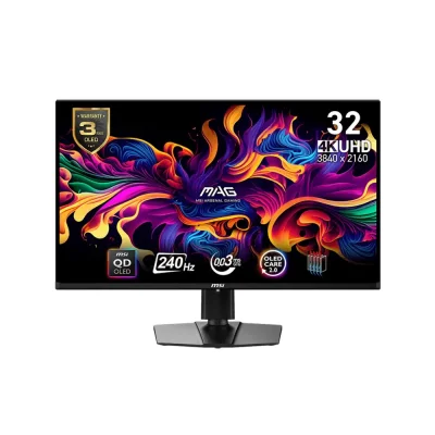 MSI MAG 321UPX 32" QD-OLED 240Hz, 0.03ms, UHD 4K (3840 x 2160), DisplayHDR True Black 400, Adaptive-Sync Геймърски монитор
