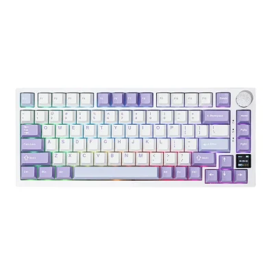 Ajazz AK820 Pro 75% White/Purple Безжична механична геймърска клавиатура с Ajazz Gift суичове