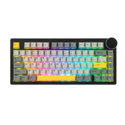 Ajazz AK820 V2 Black/Gray/Yellow 75% Hall Effect 8K Геймърска клавиатура с Ajazz Arctic Isle Magnetic регулируеми суичове