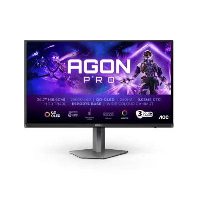 AOC AGON AG276QZD2 26.7" QD-OLED, 240Hz, 0.03ms, WQHD (2560 x 1440), DisplayHDR True Black 400, Adaptive Sync Геймърски монитор