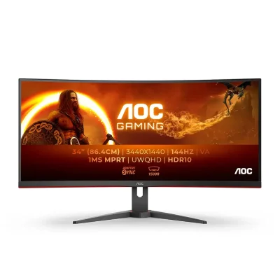 AOC CU34G2XE/BK 34" VA, 144Hz, 1ms, UWQHD (3440 x 1440), Adaptive-Sync, 1500R Curved Извит геймърски монитор