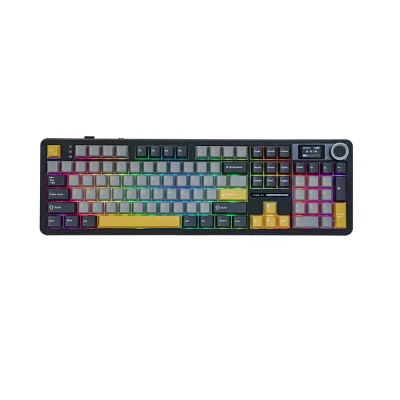 Aula F108 PRO Grey/Yellow Безжична геймърска клавиатура с LEOBOG Reaper суичове