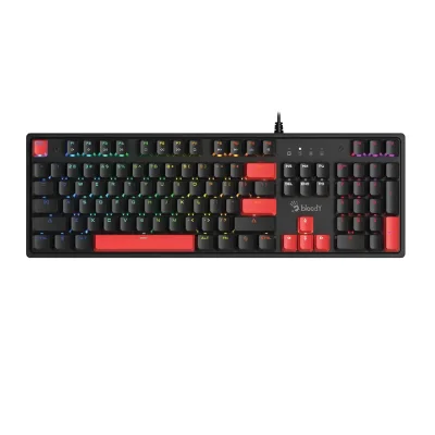 Bloody S520N Fire Black Механична геймърска клавиатура с BLMS Red Plus суичове