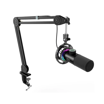 Fifine T658 Dynamic RGB Black Mикрофон за стрийминг с гъвкаво рамо