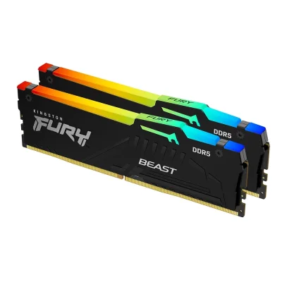 Kingston FURY Beast Black RGB 64GB (2x32), DDR5, 6000 MHz, CL36, AMD EXPO & Intel XMP Рам памет