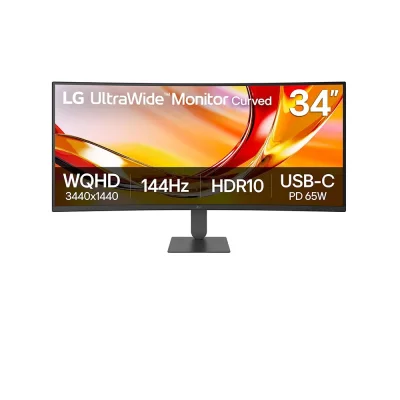LG UltraWide 34U640B-B 34" VA, 144Hz, 5ms, 21:9 Ultra Wide QHD (3440 x 1440), AMD FreeSync Premium, HDR10, 1800R Извит геймърски монитор