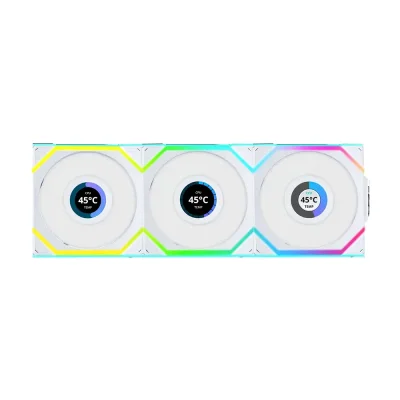Lian Li UNI FAN SL Wireless LCD 120mm ARGB White Reverse Комплект вентилатори (3 броя)