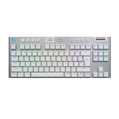 Logitech G915 X White Lightspeed TKL Безжична механична геймърска нископрофилна клавиатура с GL Tactile суичове