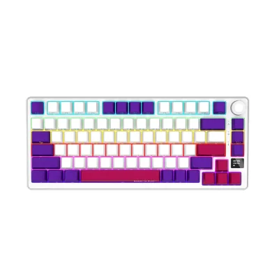 Lorgar KBP7075W White Безжична геймърска механична клавиатура с Lorgar Toxic Purple суичове