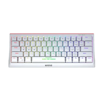 Marvo KG962G Hecate 61R White Геймърска механична клавиатура с Jixian Red суичове