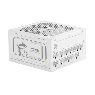 MSI MAG A1000GL PCIE5 WHITE 1000W, 80 Plus Gold, Напълно модулно, PCIe Gen 5.0, ATX 3.1 Захранване за компютър