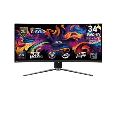 MSI MPG 341CQPX 34.18" QD-OLED, 240Hz, 0.03ms, 21:9 UWQHD (3440 x 1440), VESA DisplayHDR True Black 400, VESA ClearMR 13000, G-SYNC Compatible Curved 1800R Извит геймърски монитор
