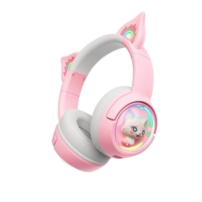 ONIKUMA B5 Pink безжични геймърски слушалки с котешки ушички
