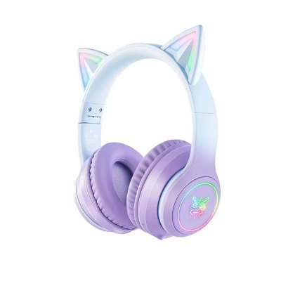 ONIKUMA B90 Blue/Purple безжични геймърски слушалки с котешки ушички