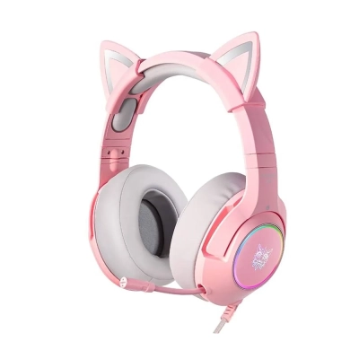 ONIKUMA K9 Pink кабелни геймърски слушалки с котешки ушички