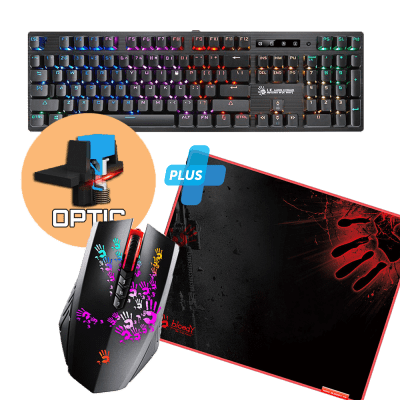 Геймърски комплект от клавиатура Bloody B820R, мишка Bloody A60 и пад за мишка Bloody B-080 Defense Armor Control Large