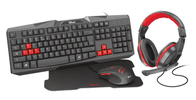 Trust Ziva 4-in-1 Gaming Bundle Геймърски комплект от клавиатура, мишка, слушалки и пад за мишка