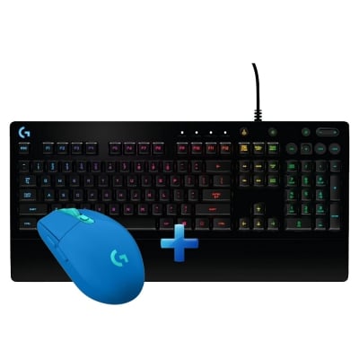 Logitech G213 и Logitech G305 Lightspeed Blue Геймърски комплект от клавиатура и безжична мишка