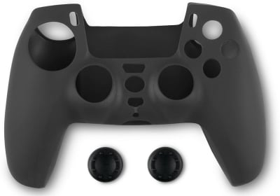Spartan Gear Silicon Skin Cover Black & Thumbs Геймърски аксесоар за контролер за PlayStation 5