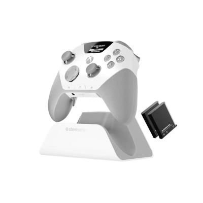 SteelSeries Aeon Pro White 1000Hz Безжичен геймпад за Xbox, PC и мобилни устройства със зарядна станция