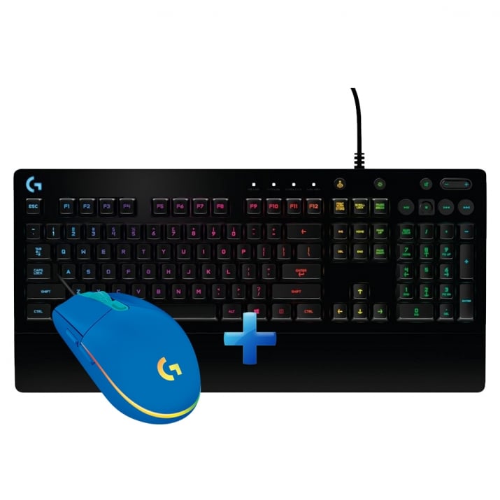 Logitech G213 и Logitech G102 Lightsync Blue Геймърски комплект от ...