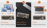 MCHOSE геймърска механична клавиатура Wireless Gaming Mechanical Keyboard UT98 Classic Therapy - Silent Peach V3 Switch [Linear] (English US)