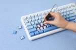 Ajazz геймърска механична клавиатура Wireless Gaming Mechanical Keyboard AK820 MAX - White birch [Linear] (English US), Side Printed, Gray