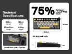 Ajazz геймърска механична клавиатура Gaming Mechanical Keyboard AK820 V2 - Arctic Isle Magnetic Switch [Linear] (English US), Black, Gray, Yellow