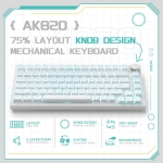 Ajazz геймърска механична клавиатура Gaming Mechanical Keyboard AK820 - Blue Switches [Tactile] (English US), White, Blue Light