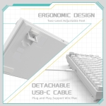 Ajazz геймърска механична клавиатура Gaming Mechanical Keyboard AK820 - Blue Switches [Tactile] (English US), White, Blue Light