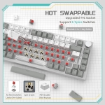 Ajazz геймърска механична клавиатура Gaming Mechanical Keyboard AK820 - AS Red Switch [Linear] (English US), Gray White, White Light