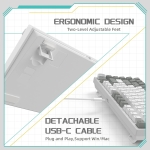 Ajazz геймърска механична клавиатура Gaming Mechanical Keyboard AK820 - AS Red Switch [Linear] (English US), Gray White, White Light