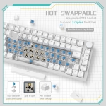 Ajazz геймърска механична клавиатура Gaming Mechanical Keyboard AK820 - Blue Switches [Tactile] (English US), White, Blue Light