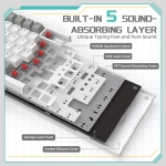 Ajazz геймърска механична клавиатура Gaming Mechanical Keyboard AK820 - AS Red Switch [Linear] (English US), Gray White, White Light