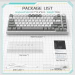 Ajazz геймърска механична клавиатура Gaming Mechanical Keyboard AK820 - AS Red Switch [Linear] (English US), Gray White, White Light