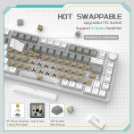 Ajazz геймърска механична клавиатура Gaming Mechanical Keyboard AK820 - Mille feuille Yellow Switches [Linear] (English US), White Gray, White Light