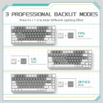 Ajazz геймърска механична клавиатура Gaming Mechanical Keyboard AK820 - Mille feuille Yellow Switches [Linear] (English US), White Gray, White Light
