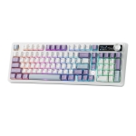 Ajazz геймърска механична клавиатура Wireless Gaming Mechanical Keyboard AK980 V2 - Maillard Switch [Linear] (English US), Purple, White