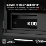 Corsair HX1000i 1000W, 80 Plus Platinum, Модулно, PCIe Gen 5.1, ATX 3.1 Захранване за компютър