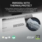 Corsair RMe Series RM1000e ThermalProtect White 1000W, Cybenetics Platinum, Модулно, PCIe 5.1, ATX 3.1 Захранване за компютър