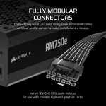 Corsair RMe Series RM1000e 1000W, 80 Plus Gold, Модулно, PCIe Gen 5.1, ATX 3.1 Захранване за компютър