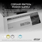 Corsair RMe Series RM750e White 750W, 80 Plus Gold, Модулно, Dual-Color PCIe Gen 5.1, ATX 3.1 Захранване за компютър
