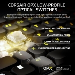 Corsair VANGUARD AIR 99 WIRELESS White Геймърска безжична нископрофилна оптично-механична клавиатура с Corsair OPX Low Profile суичове