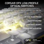 Corsair VANGUARD AIR 99 WIRELESS White Геймърска безжична нископрофилна оптично-механична клавиатура с Corsair OPX Low Profile суичове